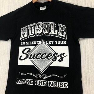 Shaka Wear Hustle Graphic Tee Statement Slogan‎ T-Shirt Black Medium